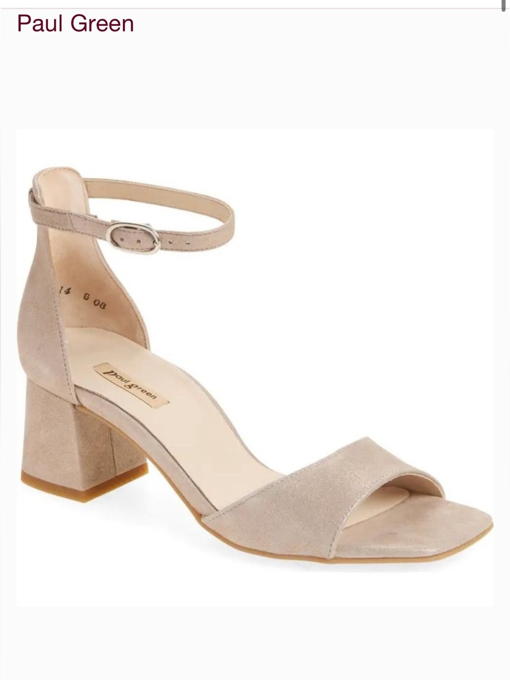 Paul Green Barbee Ankle Strap Sandals Sz 6 UK 8.5 Cachemire Metallic
Suede NEW
